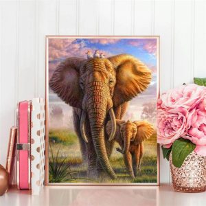 Maman et bébé éléphant