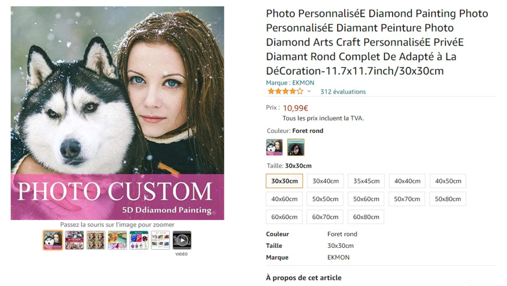 diamond painting personnalisé amazon